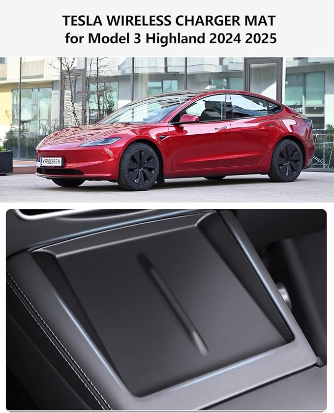 2025 Tesla Wireless Charger Mat Model 3 Highland 2024 2025 Center Console Silicone Cover Wireless Charging Phone Pad Interior Model 3 Accessories