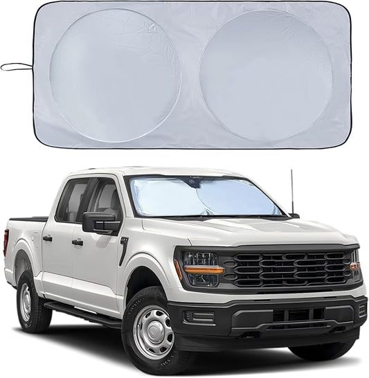 IC ICLOVER Car Windshield Sun Shade, 210T Ployester Foldable Front Window Sun Visor Protector Sun Protection Shield, Blocks Heat and UV Rays, Keep Your Car Cool, Fits SUV, Van, MPV, Trucks (X-Large)