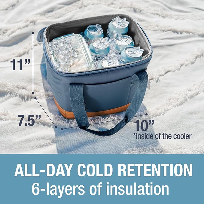 CleverMade Collapsible Insulated Cooler Bag – Leakproof Soft Cooler for Beach, Travel, Car – Bottle Opener
