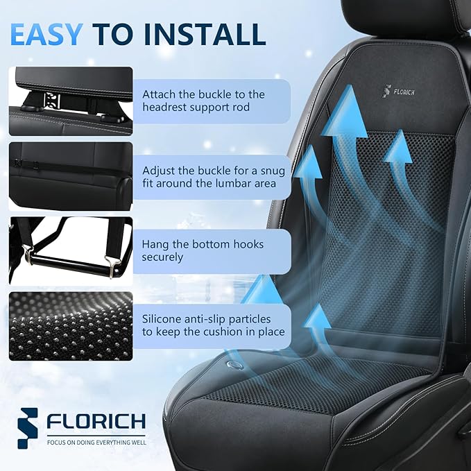 FLORICH Cooling Car Seat Covers with 8 Turbo Fans Blowing & Suction Ventilated Car Seat Cushion 12V-24V 3-Speed Adjustable Car Seats Cooling Pad Universal Fit for Car SUV Truck Van Summer Driving