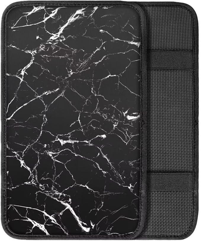 Coldinair Black Marble Print Universal Car Center Console Pad Soft Armrest Protector Cover Fit for Most Vehicle,SUV,Truck,Car Interior Accessories Decor