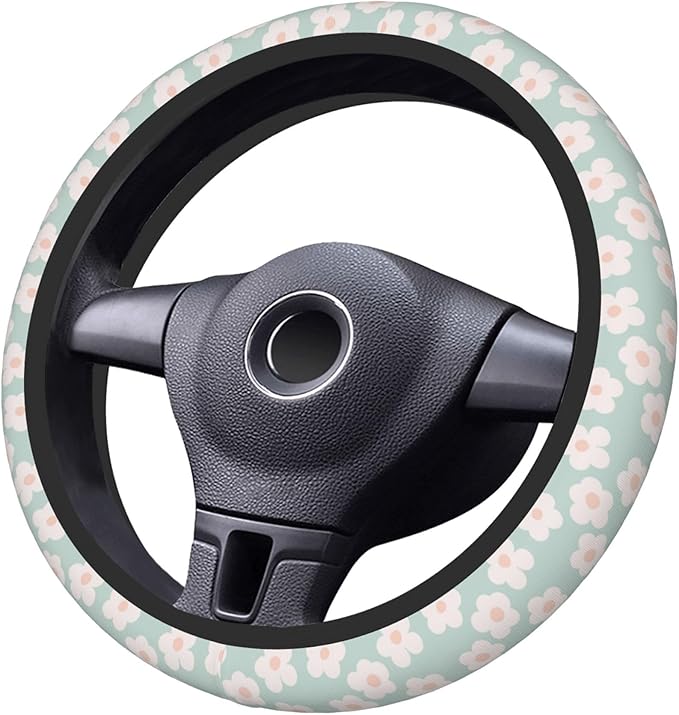 Car Steering Wheel Cover,Flower Universal Non Slip Wheel Protector 15 Inch Elastic Car Accessories for Men Women