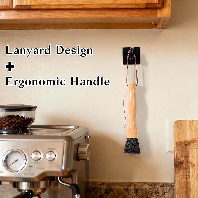 Belongtous Coffee Grinder Cleaning Brush, Espresso Machine Coffee Brush Cleaner Tool, Fluffy & Soft Bristles Brush and Beech Wood Handle for Barista Home Kitchen