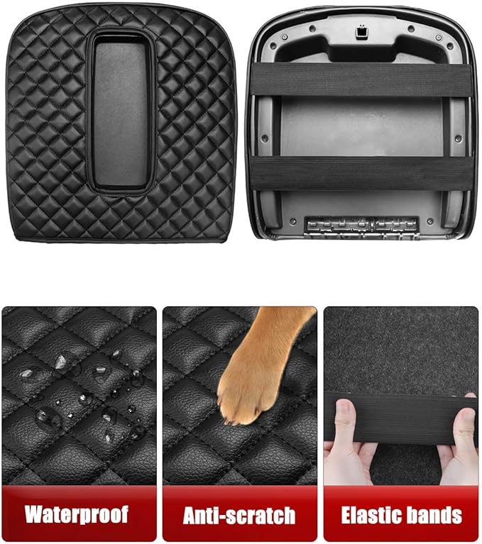 KBH Center Console Armrest Cover for 2007-2014 Chevy Silverado & Tahoe & Avalanche & Suburban, GMC Sierra & Yukon, Vinyl Leather, Floor Console Bucket Seat, Black