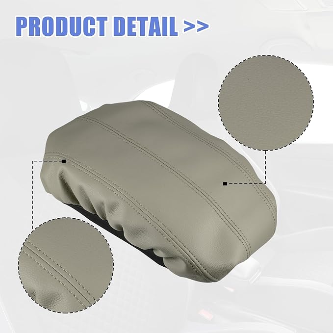 X AUTOHAUX Car Center Console Armrest Cover for Cadillac XTS 2013-2019 Faux Leather Interior Arm Rest Cover Elbow Cushion Pad Beige
