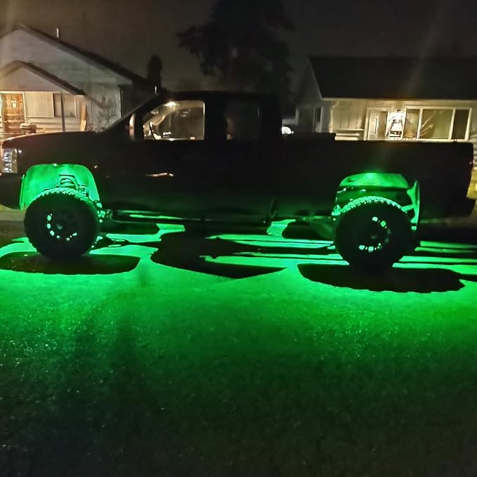 6 Pods LED Rock Lights, Ampper Waterproof LED Neon Underglow Light for Car Truck ATV UTV SUV Offroad Boat Underbody Glow Trail Rig Lamp (Green)