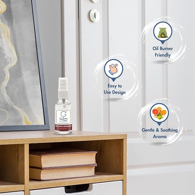 G's Breeze Red Apple Cinnamon Air Freshener – Blend of Ripe Apples & Spicy Cinnamon Scent – Cozy and Inviting Fragrance for Home, Car, or Office – Long-Lasting Freshness for Every Season
