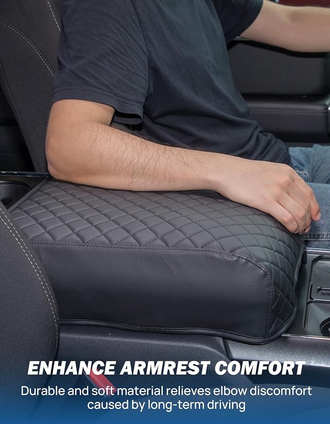 JOYTUTUS Center Console Cover Compatible with 2021 2022 2023 2024 2025 2026 Ford F150, Leather Armrest Cover Center Console Cushion Arm Rest Cover
