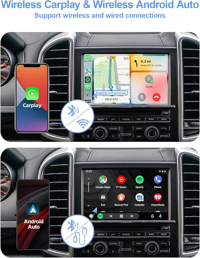 ISUDAR PCM 3.1 Wireless Carplay & Android Auto Module for Porsche Panamera Cayenne Macan Cayman Boxster 911 718 Support Reverse Camera Parking Sensor Mirror Link Steering Wheel Control