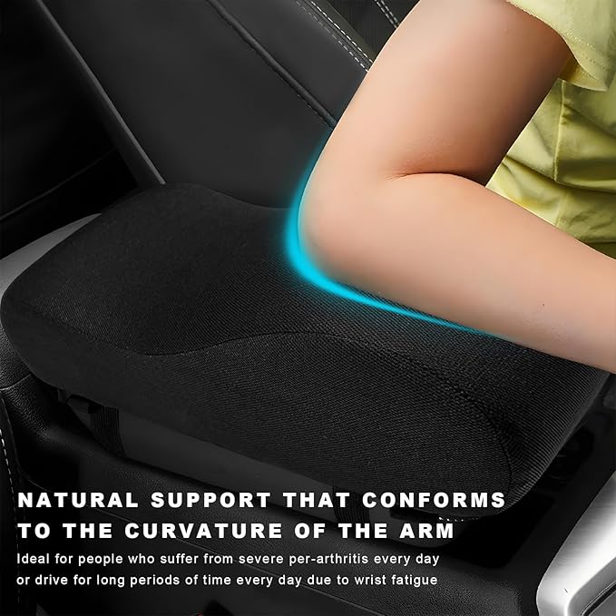 Car Center Console Cover, 12.2"×6.3"×3.9" Soft Comfortable Memory Foam Armrest Cushion Pad, Universal Arm Rest Seat Box Pillow Protector for Most Vehicles, Car Accessories