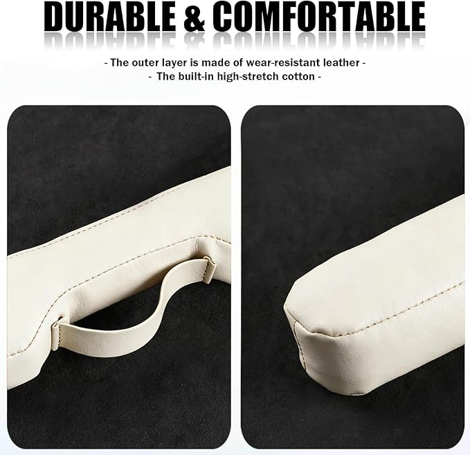 2026 New Car Seat Gap Filler 2 Pack,Leather Seat Gap Filler Strip with Fix Strap to Avoid Items from Falling,Universal Car Seats Gaps Plug Cars Interior Accessories (Off-White)
