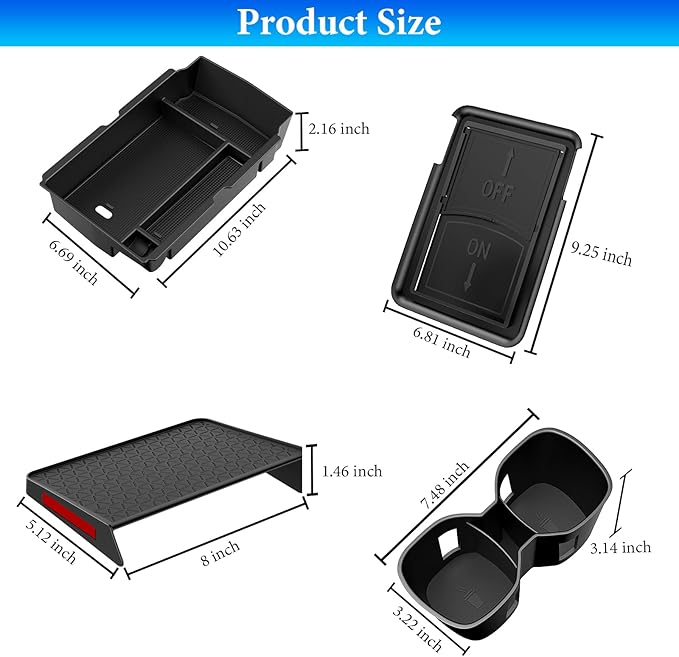 YPHUIKI 4PCS Center Console Organizer Compatible with Honda CRV 2023 2024 2025 2026 Accessories CR-V Hybrid Armrest Organizer Tray Hidden Storage Box Cup Holder