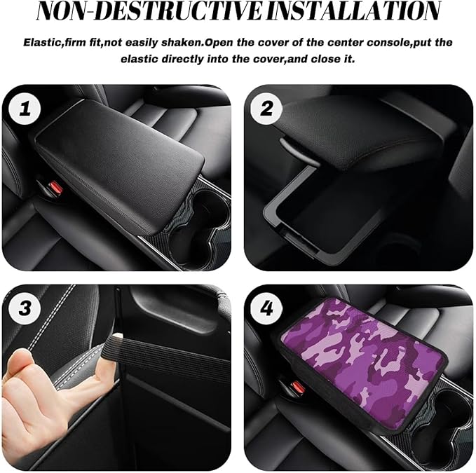 Camo Print Center Console Covers for Cars Waterproof Automobile Armrest Seat Box Cover Cushion Scratch-Resistant Vehicle Armrest Cover Pad Universal Fit for Most Cars Sedan Truck SUV