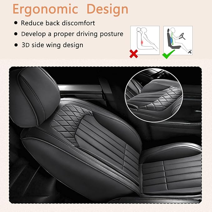 Car Seat Covers Fit for Kia Sorento 2007-2023 2024 2025: Full Set Waterproof Leather Vehicle Seat Cushion Luxury Automotive Protector Easy to Install(5 Seats, Black)