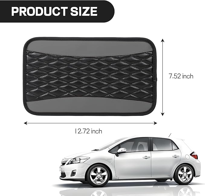 Car Center Console Cushion Pad, 12.72"×7.52" Leather Waterproof Auto Armrest Seat Box Protector, Car Center Console Cover, Universal Interior Decor Car Accessories for SUV Truck (Gray)