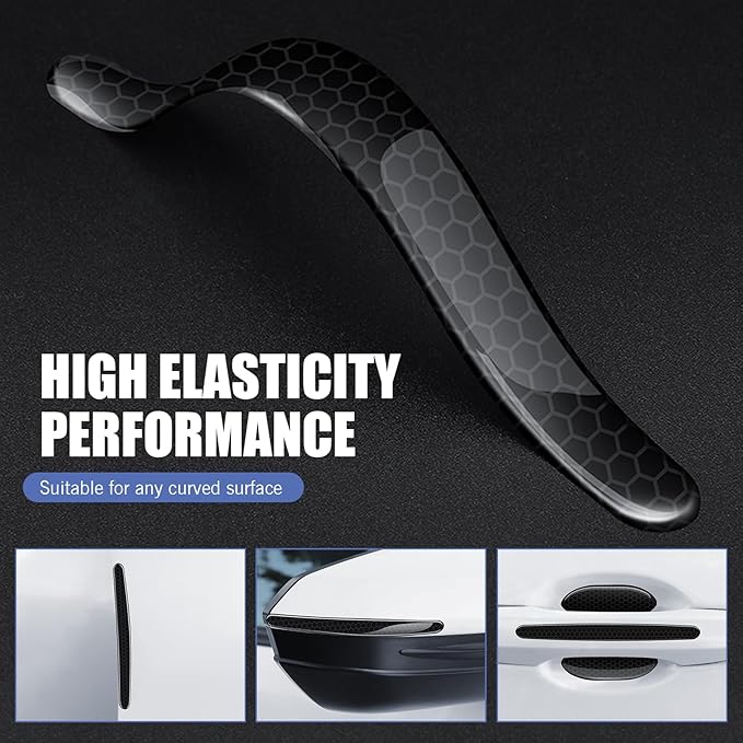 8 PCS Door Handle Bowl Stickers, Reflective Door Handle Scratch Protectors, Auto Anti-scratch Paint Bowl Stickers, Universal for Most Cars, Trucks, SUVs (Black)