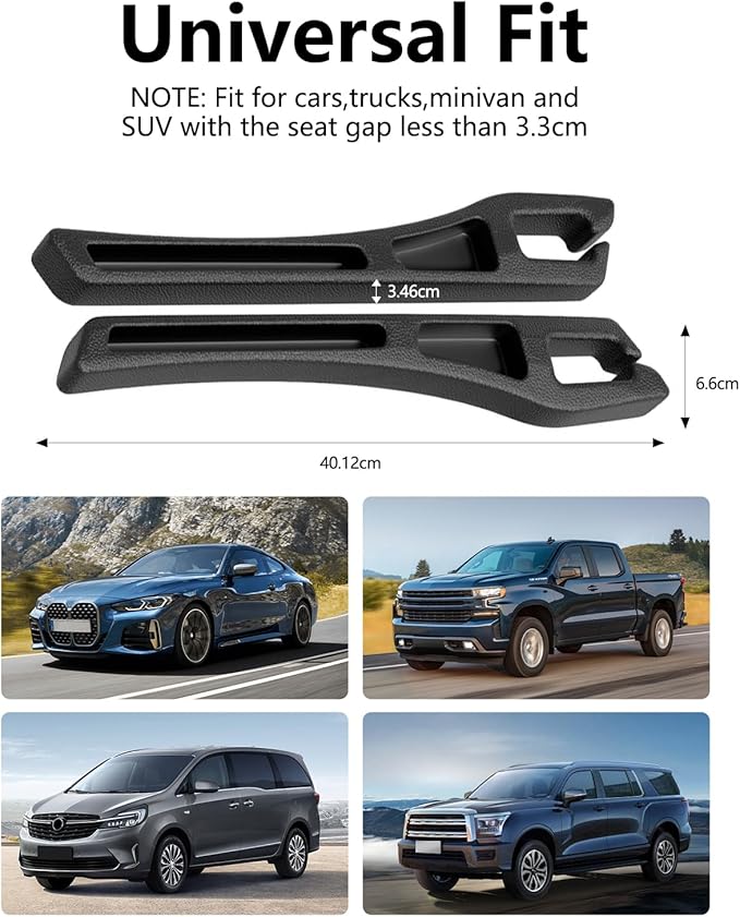 Car Seat Gap Filler 2 Pack, Soft Foam Multifunctional Seat Side Gap Filler with Organizer, 2 in 1 Seat Crevice Blocker Stop Things from Dropping, Universal Vehicle Interior Accessories Black