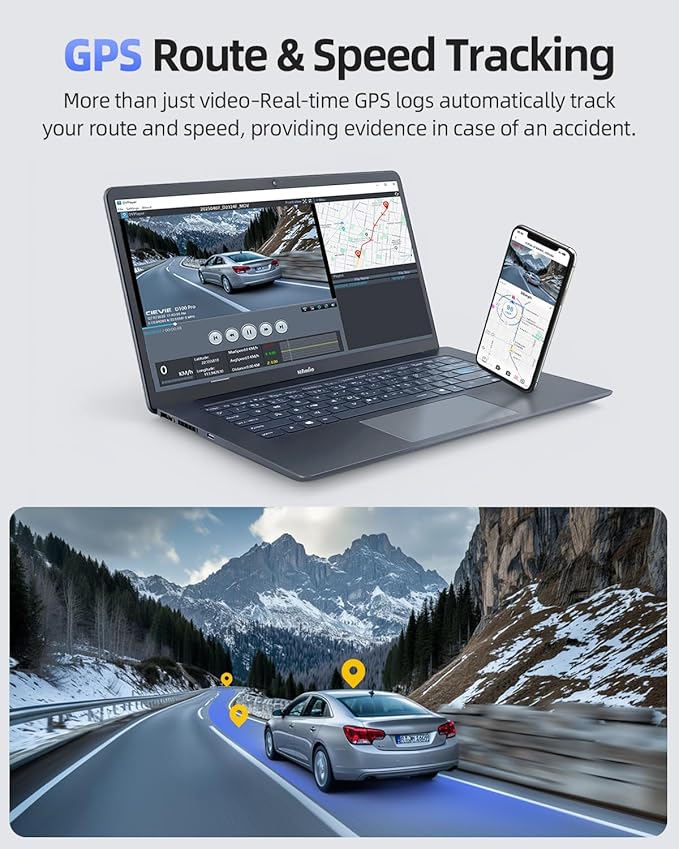 4K Dash Cam Front and Rear, 5G WiFi & GPS & 64GB Card, 1.5" IPS Display Dash Camera for Cars, 4K+1080P Dual Car Dashcam with 24H Parking Mode, Night Vision, G-Sensor, Loop Recording, WDR, 170° Angle
