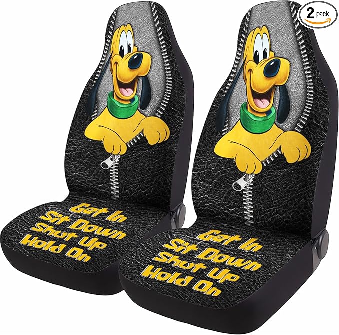 GENANY Cute Cartoon Dog Car Seat Covers Set of 2, Breathable Front Seat Covers for Truck Sedan SUV, Cartoon Car Accessories, Dog Gift for Women Men