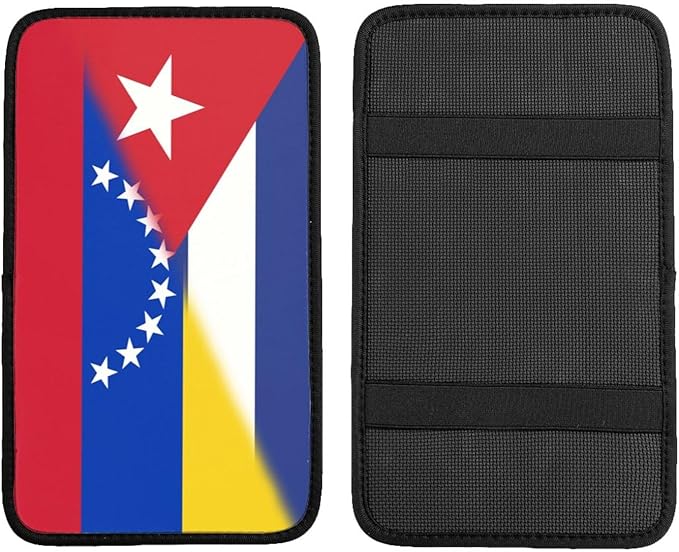 Venezuela Venezuelan Cuba Cuban Flag Auto Center Console Armrest Cover Car Handrail Box Cushion Pad Mat Universal Fit Most Vehicle Sedan Truck SUV Soft Comfort Decor Accessories