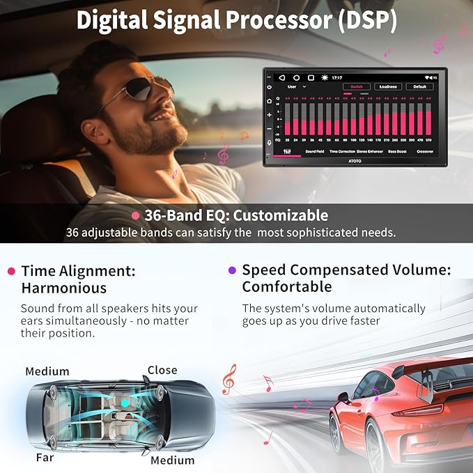 ATOTO A6 PF Android 7" Double DIN Car Stereo, 8-core 2+32GB, Wireless CarPlay & Android Auto QLED Touch Screen, WiFi/BT/USB, AI Chat&GPS Tracking, Dual Bluetooth, DSP/FM/SWC/LRV, MirrorLink,A6G2B7PF