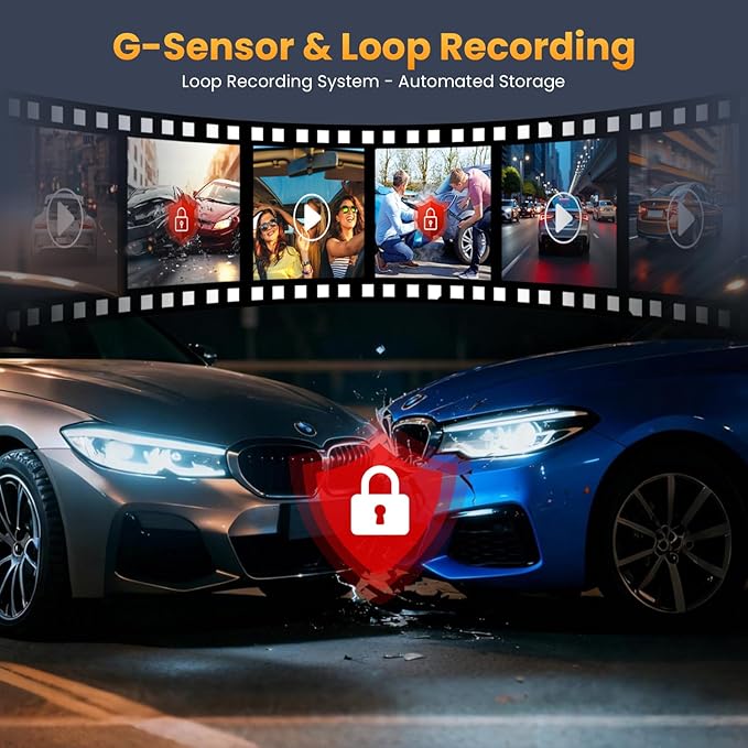 4K Dash Cam Front and Rear Inside, 3 Channel Dash Camera for Cars with 64GB Card, 5G WiFi, Infrared Night Vision, 24H Parking Mode, 360° Wide Angle Wireless Dashcam for Uber/Taxi