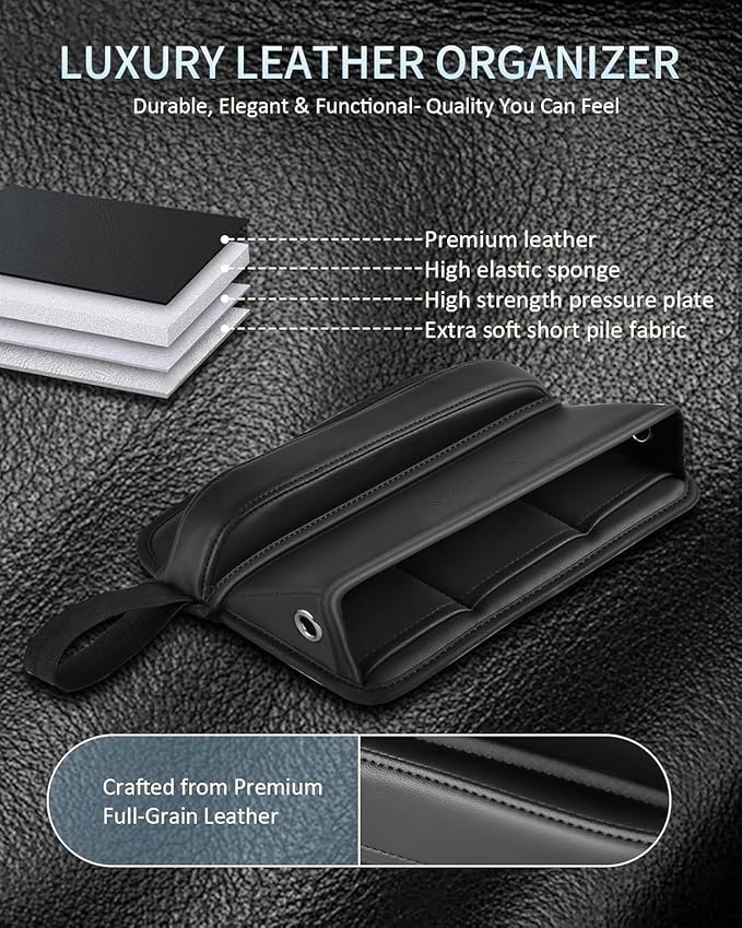 FLORICH Car Seat Gap Filler, Pro-Seats Gap Filler Organizer and Storages 2-in-1, Premium Leather Center Console Organizer, Car Organizer Front Seat Universal Fit for Car SUV Truck