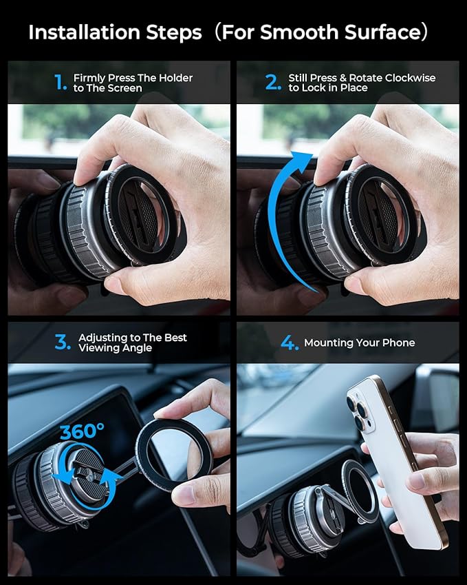 MRGLAS 2026 Upgraded 360° Rotation Vacuum Magnetic Phone Holder Stand,for Magsafe Suction Cup Phone Mount [109+LBS Strongest Suction & Magnetic] Adjustable Swivel Lock, for Your Car/Gym/Mirror/Kitchen