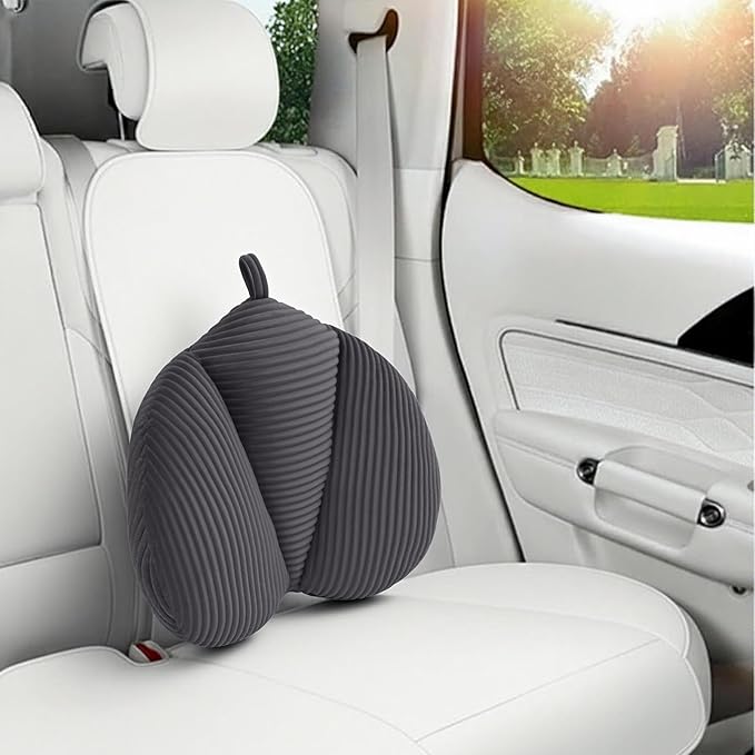 Lumbar Support Pillow for Recliner, Back Support Pillow for Office Chair, Back Cushion with Shredded Foam for Back Pain Relief & Reading, Lumbar Cushions for Couch, Sofa Seat, Car, Grey