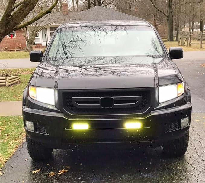 iJDMTOY 7-Inch Universal Fit 3000K Yellow Lens High Power LED Daytime Running Light Bar (DRL) With Brackets, Wirings