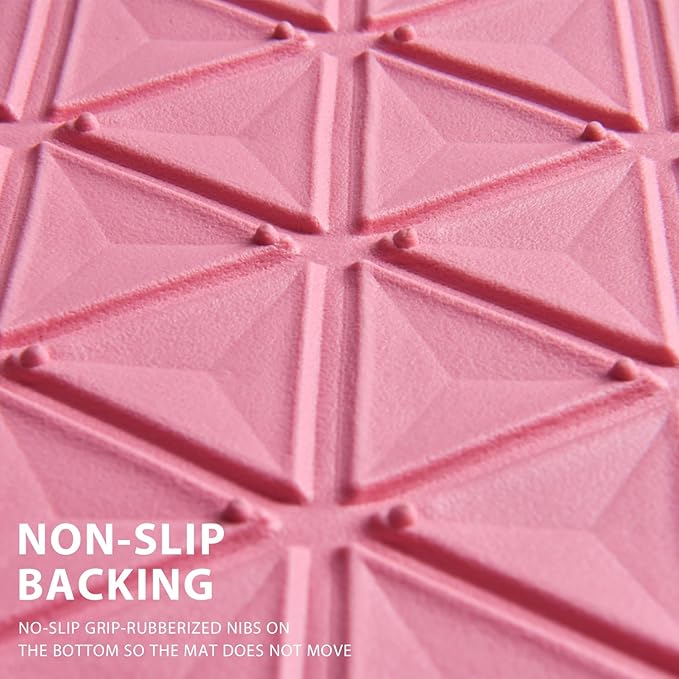 CAR PASS Bling Diamond Car Mats Rubber Floor Mats Full Set Anti-Slip 3D Rhombus Waterproof Trim to Fit Liner Universal Glitter Crystal Sparkly Shining Rhinestone Girl Women SUV Sedan Van, Pink Rubber