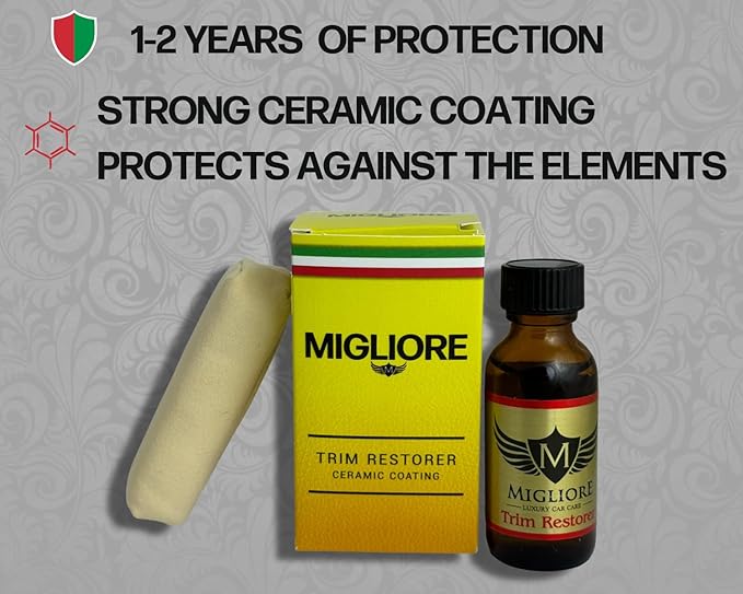 Migliore Back to Black Ceramic Trim Restorer: Long Term Protectant Kit to Restore Interior or Exterior Trim