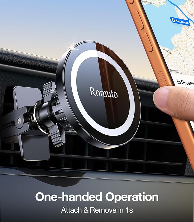 Romuto for MagSafe Car Mount Vent【Strong Magnets】 Magnetic Phone Holder for Car Phone Holder Magnetic Phone Mount Air Vent Clip Cell Phone Holders for Your Car Mount for iPhone 17 Pro Max 16 15 14 13