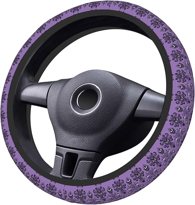 Haunted The Mansion Steering Wheel Cover Cute Universal 15 Inch Car Accessories Protector for Women Fit Auto SUV Sedan Vans Trucks