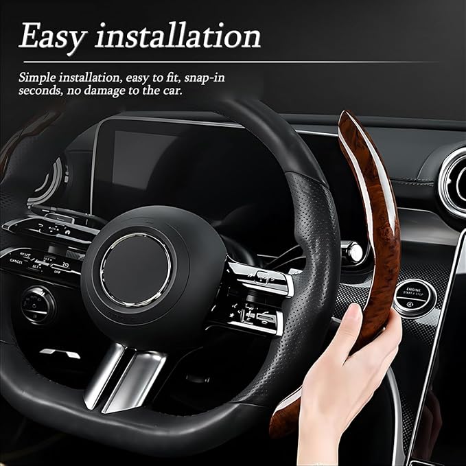 AUCELI Car Wood Grain Steering Wheel Cover, Anti-Skid Segmented Auto Steering Wheel Protector, Automotive Interior Accessories, Universal for Most Vehicles Men and Women
