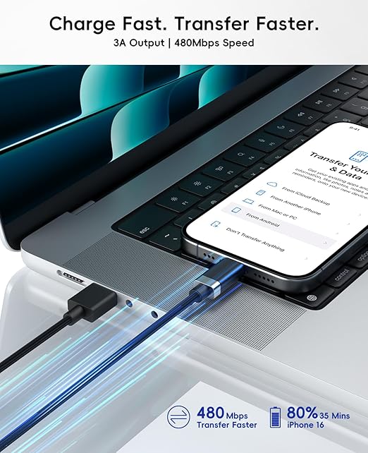 Magtame StayCable 2Pack USB A to USB C Cable with Magnetic Holder 5FT, 3A Fast Charging Type-C Charger Cord, Anti-Drop Nylon Braided Cable for iPhone 17/16, Galaxy, Bedside, Desk, Car Cord Management