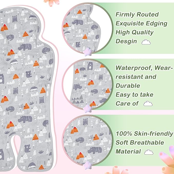 Pinkunn Gel Car Seat Baby Cooling Pad for Summer Breathable Stroller Cooler Pad Multifunctional Carseat Cooling Mat for Baby Child Dining Chair Safety Seat Stroller(Gray,Forest)