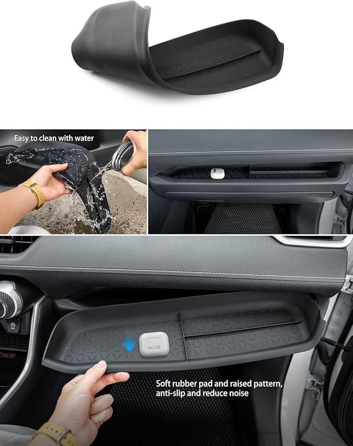 3PCS Compatible with Toyota RAV-4 Accessories Center Console Storage Tray Armrest Glove Box Organizer Passenger-side Rubber Pad for RAV4 2019-2025 Accessories
