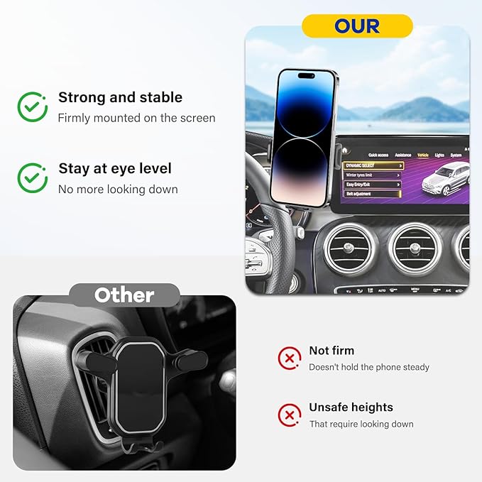 Car Phone Holder Compatible with 2019-2022 GLC/2019-2022 C-Class/2021-2022 V-Class Accessories 10.25-Inch Screen Fixed Clip Cell Phone Mount Bracket Hands-Free 360° Rotation