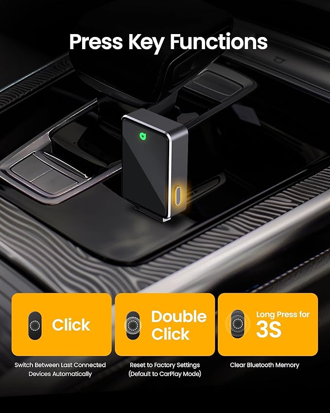 Mini Wireless CarPlay Adapter for iPhone & Android Auto (2026 Upgrade), No Delay, One Click Multi Device Switch, Fast Stable Connection, Plug & Play, Converts Wired to Wireless for 2016+ Cars