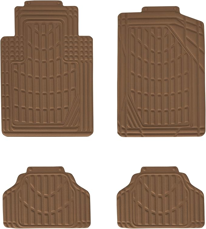 Eurow Universal Cut to Fit Car Floor Mats 4 Piece Set - Tan