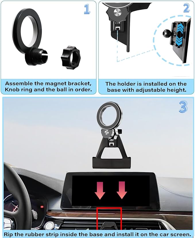 Car Phone Holder for 2017-2023 BMW 5 Series/2018-2023 M5 Accessories Compatible with MagSafe Hands-Free 360 Degree Rotation Adjustable Cell Phone Mount Does Not Affect Air Vent