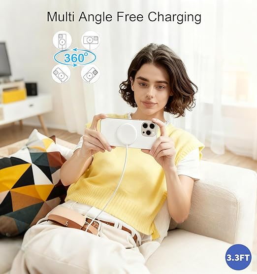 Magnetic Wireless Charger,[Apple MFi Certified]iPhone Charger Apple Mag-Safe Charger with 15W 3.3FT iPhone Fast Magnetic Charging Pad for iPhone 17 Pro Max/17 Air/16 Pro/16/15 Pro Max/14/13/12/AirPods
