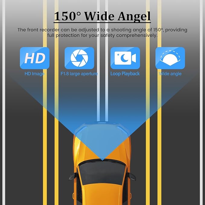 Dash Camera for Car - 3 Inch 1080P IPS Touchscreen Car Camera - G-Sensor/Loop Recording / 24H Parking Monitor / 150° Wide Angle/Night Vision/Exposure Compensation/Support TF Card