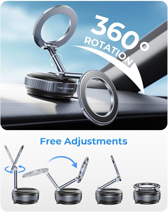 DIMONCOAT 2026 Upgraded Vacuum Magnetic Phone Holders for Your Car【119+LBS Strongest Suction】 for Magsafe Car Mount, 360° Adjustable Car Phone Holder Mount for iPhone 17 Pro Max Samsung Galaxy S26