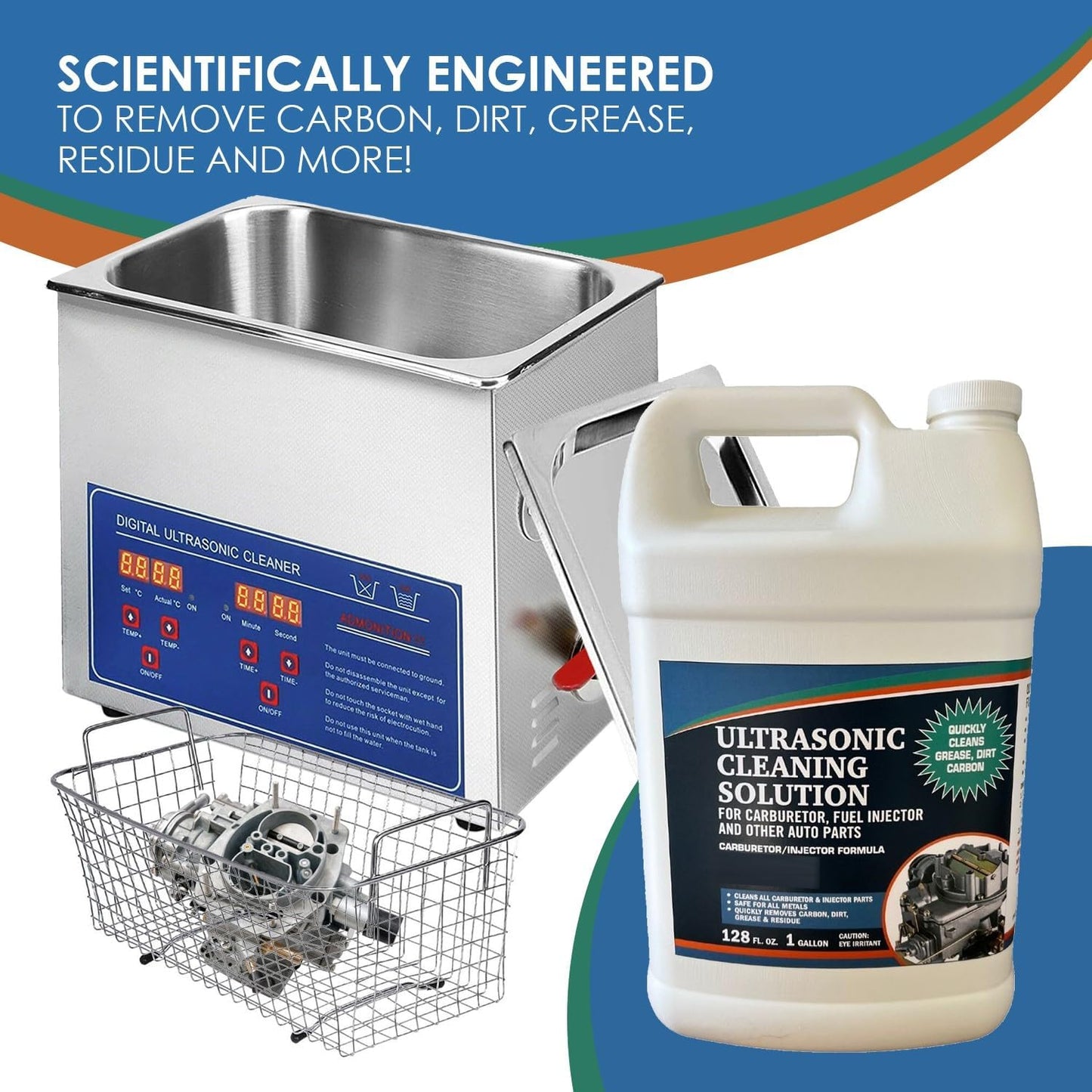 NORTHWEST ENTERPRISES Ultrasonic Cleaner Solution for Carburetors and Engine Parts. Concentrated Washing Compound for use in Ultrasonic Machines and Immersion Washers - Automotive Fluid (1 Gallon)