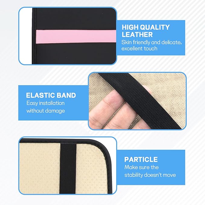 wuyaoyao Car Center Console Cover, 12.6"×7.87" PU Leather Armrest Cover for Cars, Stylish Auto Armrest Cushion Pad, Waterproof Vehicle Arm Rest Protector, Interior Car Accessories (Black+Pink)