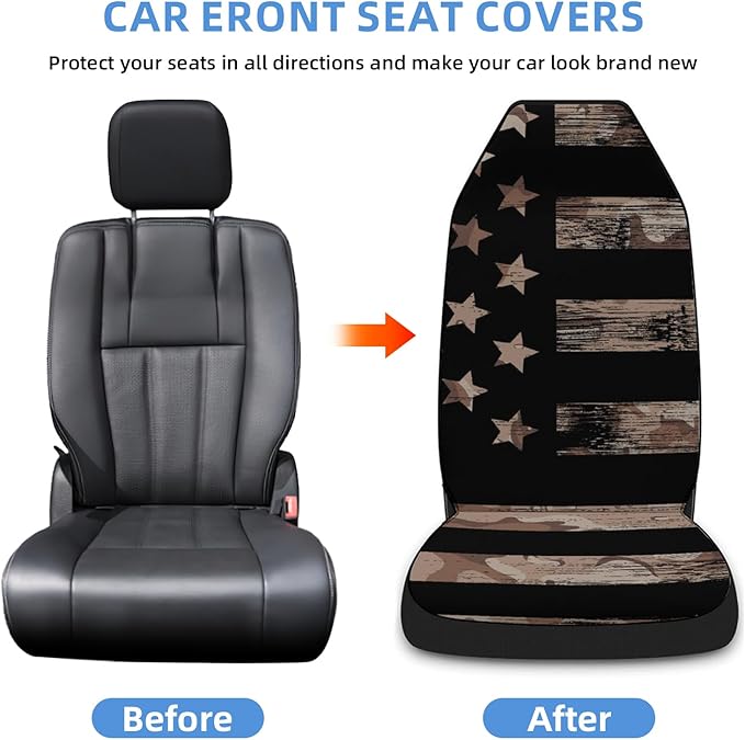 5 Pcs Premium Black Flag Car Seat Cover, Breathable & Washable Car Seat Covers Full Sets, Fashionable Printed Seat Covers for Cars Interior, Universal Fit for Most Cars, Sedan, Truck, SUV