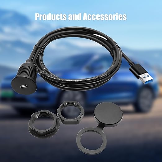 Single Port USB A 3.0 Male to USB C 3.0 Female Extension Cable,Flush Mount Waterproof Panel Cable for Car,Truck,Boat,Motorcycle Dashboard 3.3ft