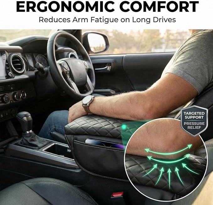 for 2024 2025 Toyota Tacoma Center Console Cover Armrest Cover for Tacoma Accessories 2026 Armrest Cushion Pad Leather Middle Console Lids Cover Seat Box Protector Anti-Scratch